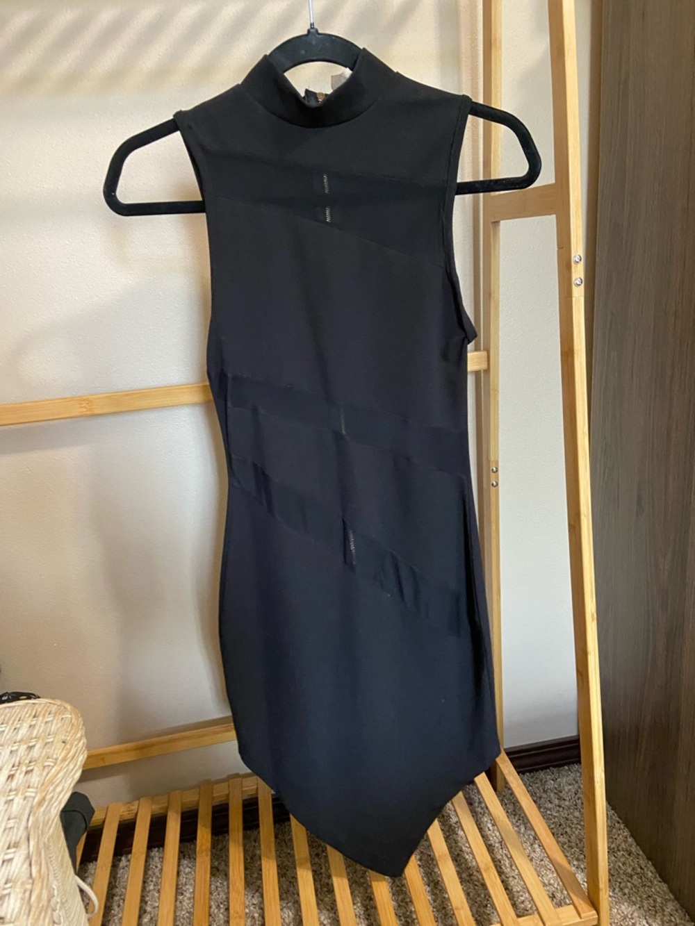 Windsor Black Sleeveless Asymmetrical Mock Neck Dress